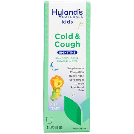 Hyland's Naturals Kids Cold & Cough Nighttime Relief, Natural Grape Flavor – 4 fl oz (118 mL)