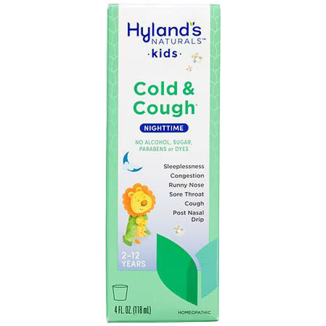 Hyland's Naturals Kids Cold & Cough Nighttime Relief, Natural Grape Flavor – 4 fl oz (118 mL)