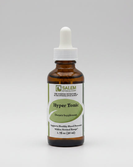 Hyper Tonic is a liquid herbal supplement formulated to support healthy blood pressure levels already within the normal range. The botanical blend is designed to promote circulatory wellness and overall cardiovascular balance as part of a healthy lifestyle.