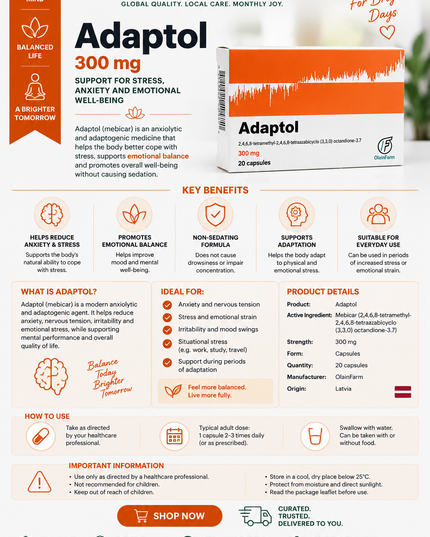 Adaptol Tablets 300-500 mg, 20 ct