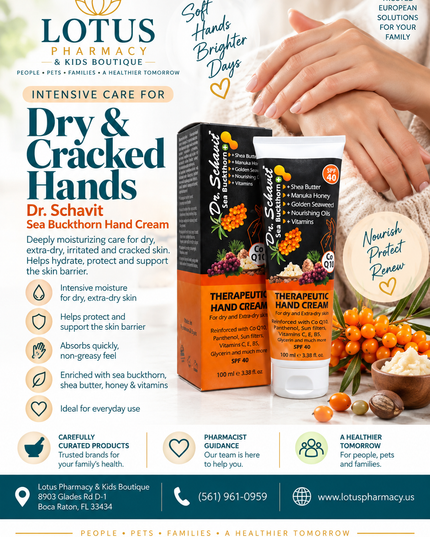 Intensive Hand Cream for Dry & Extra-Dry Skin – Dr. Schavit Sea Buckthorn Therapeutic Hand Cream – 100 mL
