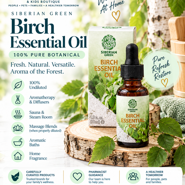 Birch Essential Oil for Sauna & Aromatherapy – Siberian Green – 30 mL
