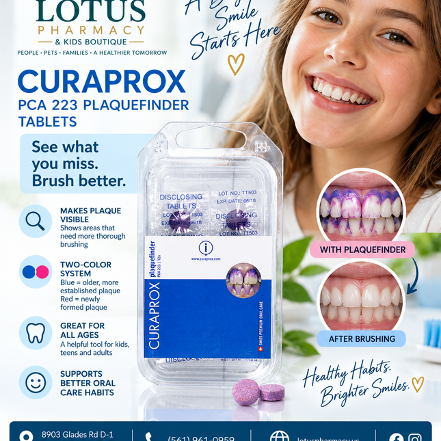 Dental Plaque Disclosing Tablets – Curaprox PCA 223 Plaquefinder – 12 Tablets