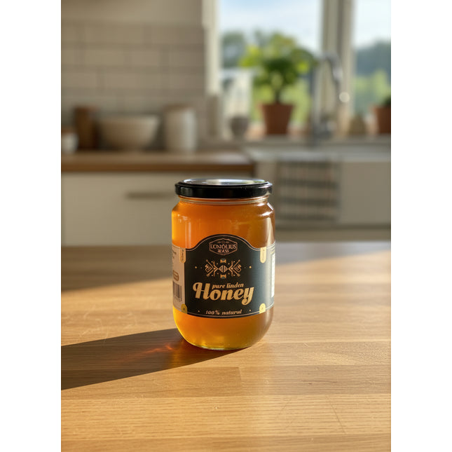 Honinghaus 100% Natural Honey Linden in Glass Jar, 1000 g (Мёд Липовый Honinghaus Натуральный, 1000 г)