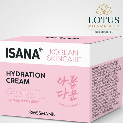ISANA Korean Skincare Hydration Cream is a lightweight facial moisturizer designed to provide daily hydration, softness, and skin-barrier support. It is suitable for skin that feels dry, tight, or dehydrated and fits easily into a Korean-inspired skincare routine.