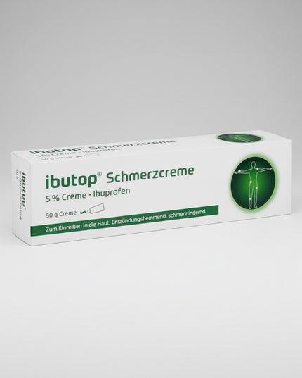 Ibutop Pain Relief Gel is a topical anti-inflammatory medication containing ibuprofen 5% for local treatment of muscle, tendon, and joint pain. The gel is commonly used for sports injuries, strains, sprains, bruises, tendon irritation, and painful soft tissue inflammation. The fast-absorbing formulation provides localized pain relief directly at the affected area.
