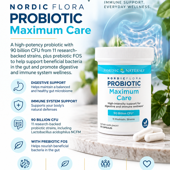 Immune Support – Nordic Naturals Nordic® Flora Probiotic Maximum Care – 30 Capsules
