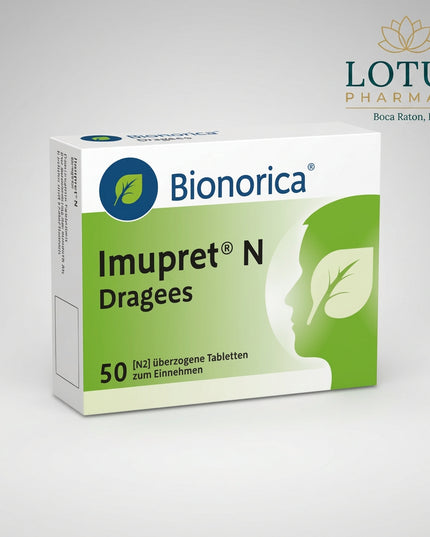Imupret® N Coated Tablets by Bionorica are a traditional herbal medicinal product formulated with a unique combination of seven medicinal herbs. They are traditionally used at the first signs and during a common cold, including a scratchy or sore throat, difficulty swallowing, and throat irritation that triggers coughing.

Imupret N is designed to be started as early as possible when cold symptoms first appear and may continue to be used as the cold develops. The coated tablets are suitable for adults, adol
