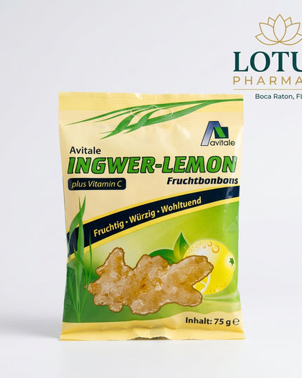Ingwer Lemon Bonbons + Vitamin C are refreshing hard candies combining the warm, spicy flavor of ginger with bright lemon and added vitamin C. They are designed for everyday enjoyment and can also provide a soothing, refreshing sensation for the mouth and throat.