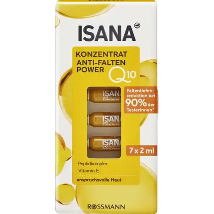 ISANA skincare concentrate packaging with yellow and white design