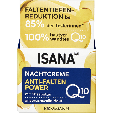 Isana Q10 Anti-Wrinkle Night Cream, 50 ml  Firming Night Cream with Coenzyme Q10 for Mature & Dry Skin