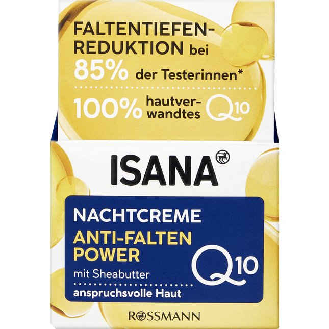 Isana Q10 Anti-Wrinkle Night Cream, 50 ml  Firming Night Cream with Coenzyme Q10 for Mature & Dry Skin
