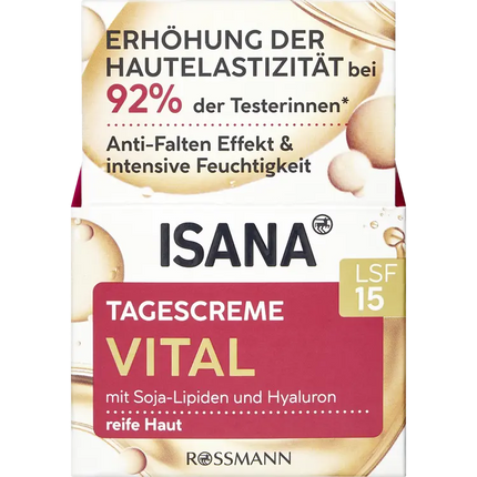 ISANA Tagescreme Vital packaging with German text on a white background
