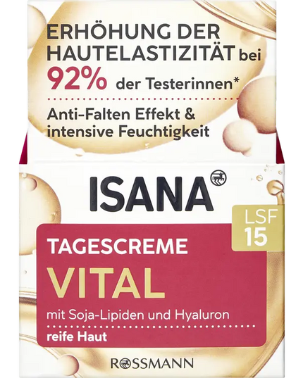 ISANA Tagescreme Vital packaging with German text on a white background