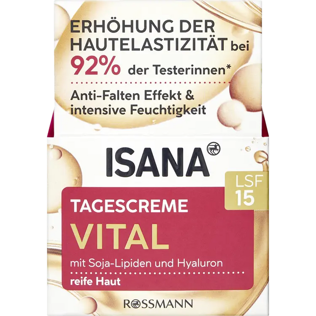 ISANA Tagescreme Vital packaging with German text on a white background