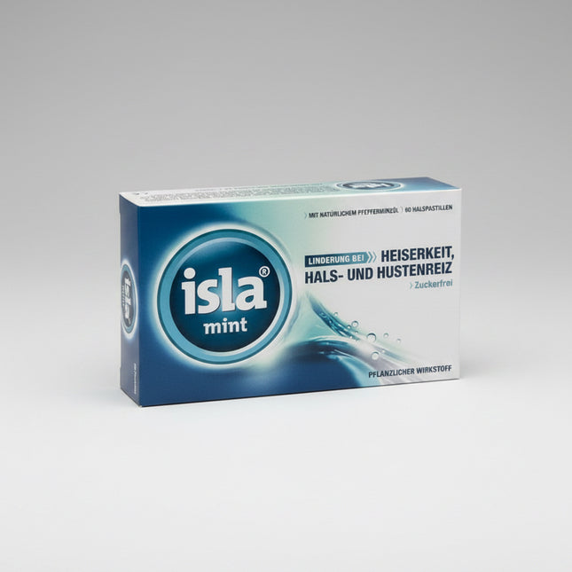 Isla Mint Throat Lozenges are herbal pastilles formulated with Icelandic moss extract and natural peppermint oil to gently soothe dry, irritated, or sore throats. As the lozenge dissolves, a mucilaginous layer coats the oral and throat mucous membranes, helping reduce irritation, hoarseness, and discomfort from dry air, voice strain, or mild throat irritation.

