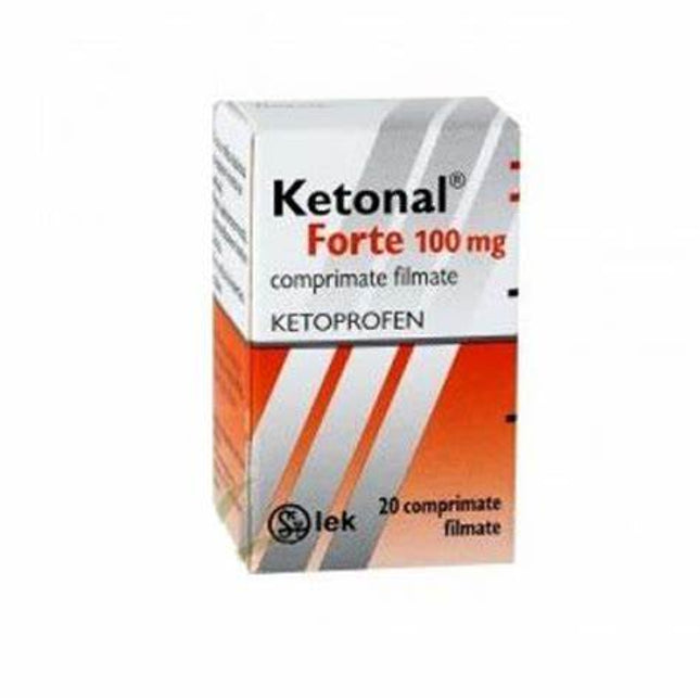 Ketonal Forte 100 mg packaging on a white background