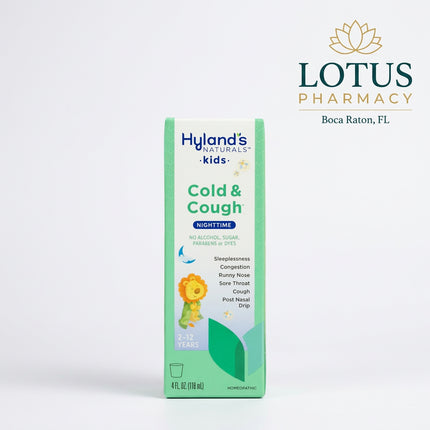 Hyland’s Kids Cold & Cough Nighttime is a homeopathic nighttime liquid formulated for children experiencing cough, runny nose, post-nasal drip, sneezing, sore throat, nasal or chest congestion, and occasional sleeplessness associated with a cold.

The formula is designed for nighttime use and is suitable for children 2 years and older. It contains no alcohol, sugar, parabens, or synthetic dyes.
