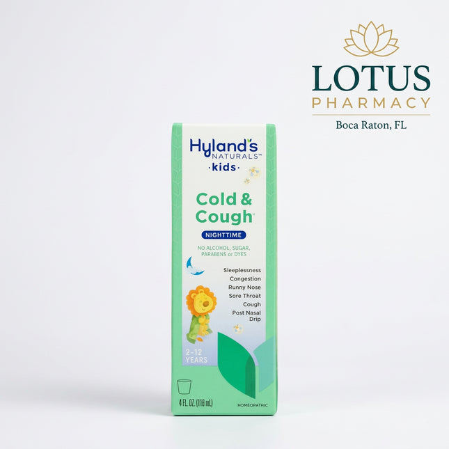 Hyland’s Kids Cold & Cough Nighttime is a homeopathic nighttime liquid formulated for children experiencing cough, runny nose, post-nasal drip, sneezing, sore throat, nasal or chest congestion, and occasional sleeplessness associated with a cold.

The formula is designed for nighttime use and is suitable for children 2 years and older. It contains no alcohol, sugar, parabens, or synthetic dyes.
