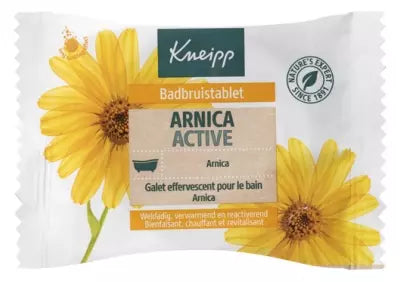 Kneipp® Arnica Effervescent Bath Pebble is a single-use effervescent bath tablet designed to help relax the body after physical activity while providing a soothing and revitalizing bathing experience. Enriched with arnica extractand natural essential oils, it releases mineral salts and aromatic botanical ingredients as it dissolves, helping ease tired muscles, refresh the body, and promote overall well-being. Its skin-friendly formula is free from paraffin, silicones, and mineral oils, and has been dermatol