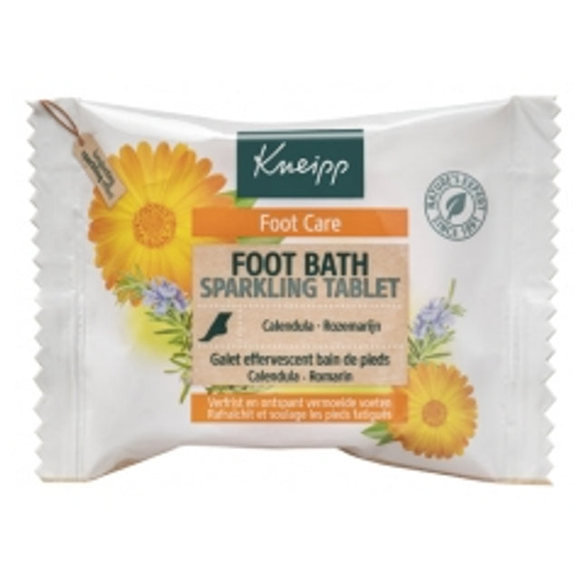 Kneipp® Effervescent Foot Bath Pebble is a single-use effervescent foot bath tablet specially formulated to refresh, deodorize, and revitalize tired, overheated feet. It combines calendula and horse chestnut extracts with camphor, menthol, and essential oils of rosemary and thyme to create an invigorating foot bath that helps soothe foot fatigue while leaving feet feeling clean, refreshed, and pleasantly scented. The formula is free from preservatives, paraffin, silicones, and mineral oils, is dermatologica