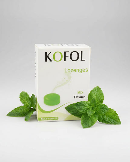 Kofol® Lozenges are herbal throat lozenges formulated to help soothe irritated throat tissues and provide comfort during sore throat, hoarseness, and cough-related discomfort. The herbal blend helps moisturize the throat, reduce scratchiness, and provide a pleasant cooling sensation.