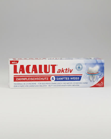 LACALUT® Active is a&nbsp;therapeutic toothpaste formulated to support gum health and enamel strength. It is designed for daily oral care in individuals prone to gum bleeding, inflammation, and plaque buildup. The formula combines fluoride with targeted active agents to help strengthen teeth while improving gum condition.