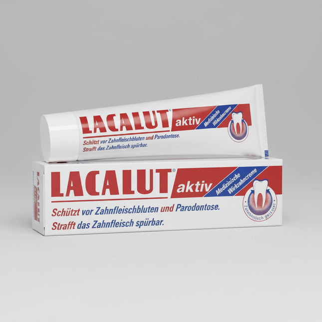 LACALUT® Active is a&nbsp;therapeutic toothpaste formulated to support gum health and enamel strength. It is designed for daily oral care in individuals prone to gum bleeding, inflammation, and plaque buildup. The formula combines fluoride with targeted active agents to help strengthen teeth while improving gum condition.