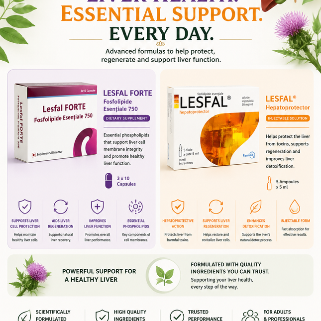 Liver Health & Essential Phospholipid Support | Lesfal Forte® Essential Phospholipids 750 mg – 30 Capsules