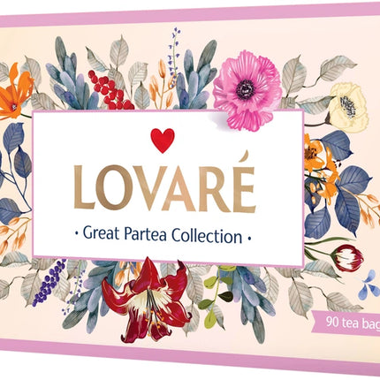 LOVARE Black Green Tea Assorted Gift Box – 18 Flavors, 90 Tea Bags