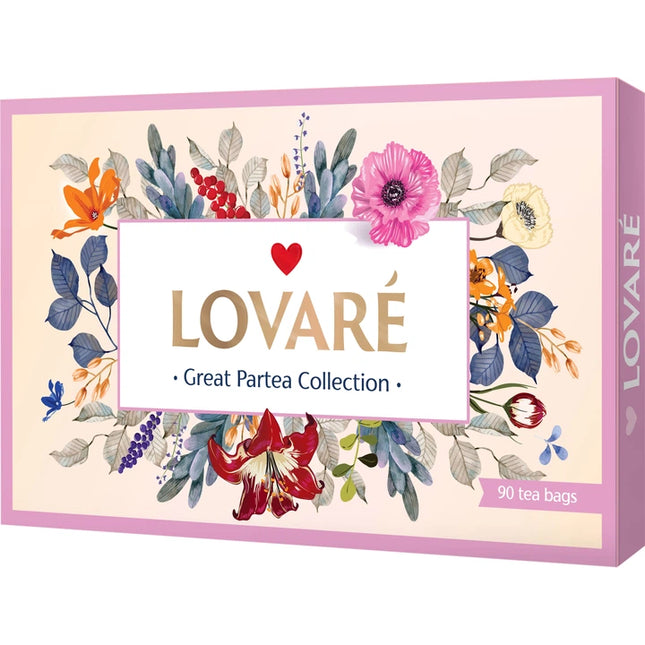 LOVARE Black Green Tea Assorted Gift Box – 18 Flavors, 90 Tea Bags