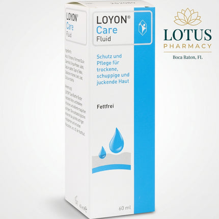 LOYON Care Fluid is a gentle moisturizing skin-care fluid formulated for dry, sensitive, and irritated skin. Unlike the original LOYON scale-removal solution, the Care Fluid formula is water-based and focuses on hydration, soothing care, and support of the skin’s natural moisture balance.
