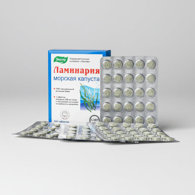 laminaria evalar, evalar laminaria, laminaria tablets, kelp tablets, dried kelp, dried kelp tablets, kelp supplement, iodine supplement, iodine 200 mcg, iodine tablets, natural iodine, seaweed iodine, laminaria kelp, thyroid support, thyroid health, iodine for thyroid, iodine from kelp, marine iodine, 100 tablets, evalar supplements, mineral supplements, dietary supplement, laminaria evalar, suplemento de yodo, yodo 200 mcg, tabletas de yodo, suplemento de algas, alga kelp, laminaria, yodo natural, yodo de 