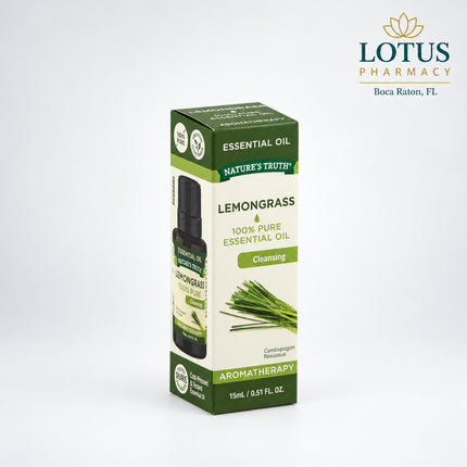 Nature’s Truth Lemongrass Essential Oil is a concentrated aromatic oil with a fresh, citrusy, herbaceous scent. It is commonly used in aromatherapy, diffusers, massage blends, bath products, and DIY personal-care formulations.

The compact 15 mL / 0.51 fl oz bottle is convenient for home use, travel, and everyday aromatherapy routines.