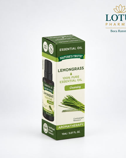 Nature’s Truth Lemongrass Essential Oil is a concentrated aromatic oil with a fresh, citrusy, herbaceous scent. It is commonly used in aromatherapy, diffusers, massage blends, bath products, and DIY personal-care formulations.

The compact 15 mL / 0.51 fl oz bottle is convenient for home use, travel, and everyday aromatherapy routines.