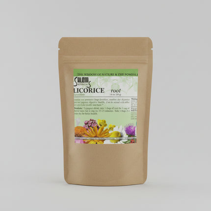Licorice root is a classic European and traditional herbal remedy known for its soothing, anti-inflammatory, and immune-supporting properties. It is commonly used to support respiratory health, soothe coughs and sore throats, and protect the stomach lining. Licorice root also helps support adrenal function and overall vitality.