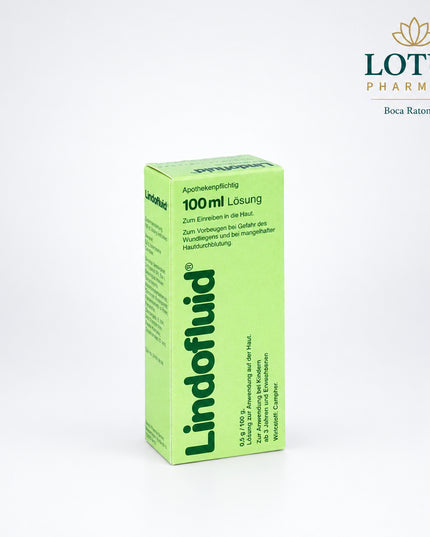 Lindofluid is a German topical skin solution containing racemic camphor 0.5 g per 100 g. It is used as a circulation-stimulating rub for poor skin circulation and for preventive care when there is a risk of pressure-related skin damage from prolonged lying or immobility.