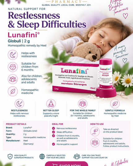 Heel Lunafini® Globuli – 2 g | Homeopathic Remedy for Restlessness & Sleep Difficulties