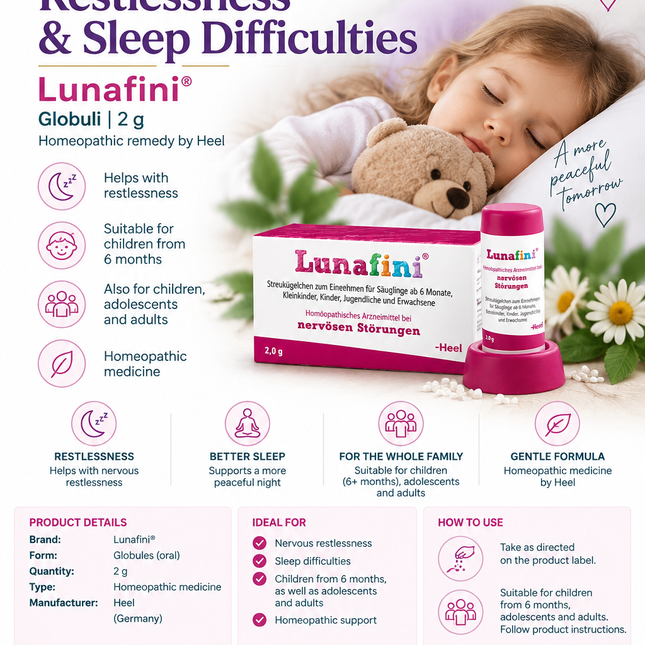 Heel Lunafini® Globuli – 2 g | Homeopathic Remedy for Restlessness & Sleep Difficulties