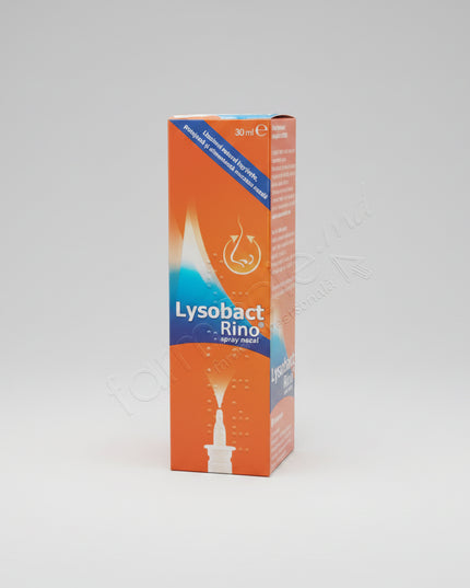 Lysobact® Rino is a nasal spray containing lysozyme, a natural enzyme involved in the body's innate immune defense, combined with an isotonic saline solution to gently cleanse, moisturize, and support the nasal mucosa. It helps remove accumulated mucus, allergens, dust, and irritants while reducing nasal dryness and promoting local immune protection. The formula does not cause dependence and is suitable for both adults and children from 1 year of age.