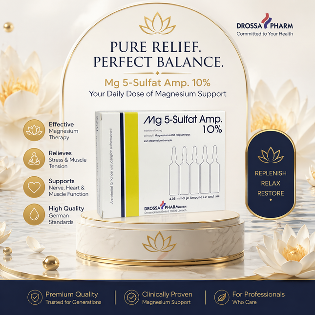 Magnesium Sulfate 10% Injection (MgSO₄) is a sterile injectable electrolyte solution used in clinical settings for rapid magnesium replenishment and emergency medical care. It supports normal nerve, muscle, and cardiac function and is widely used in hospitals for acute conditions requiring fast correction of magnesium levels.