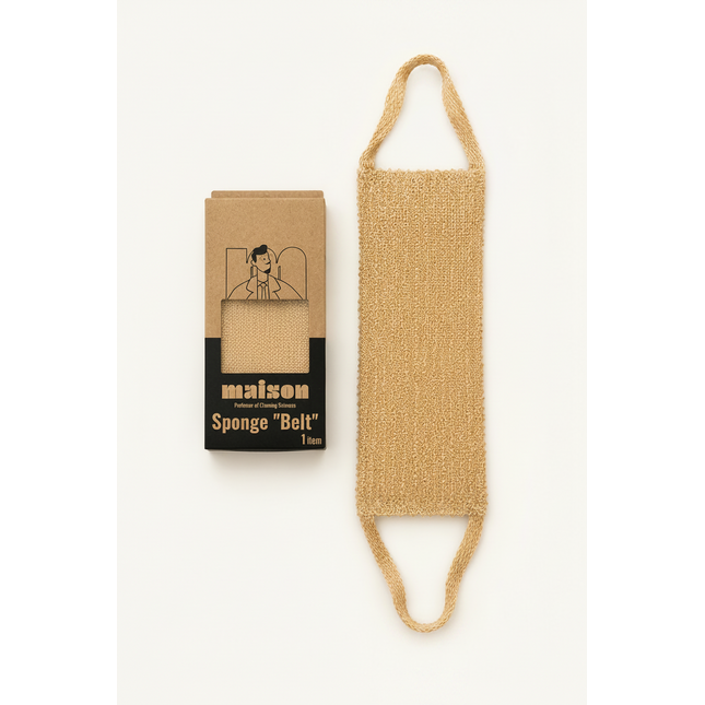 Upgrade your shower routine with the Maison Natural Sponge Belt. Made from durable natural plant fibers, this exfoliating body scrubber gently removes dead skin cells, stimulates circulation, and leaves your skin feeling smooth, refreshed, and revitalized. The convenient handles make it easy to reach your back and other hard-to-clean areas, making it perfect for everyday use at home or the spa.