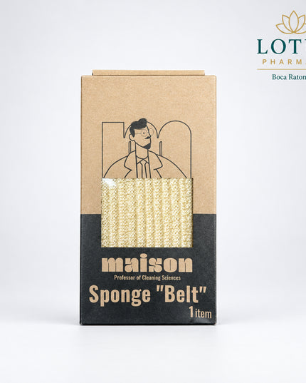 Maison Professor of Cleaning Sciences Exfoliating Shower Sponge is designed for body cleansing and exfoliation in the bath or shower. It can be used with soap, shower gel, or body wash to help remove surface buildup and leave the skin feeling smoother and refreshed.