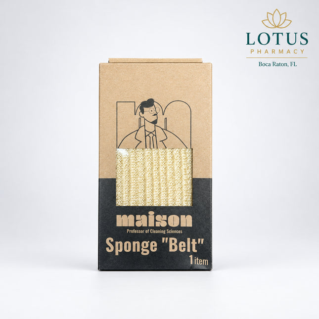 Maison Professor of Cleaning Sciences Exfoliating Shower Sponge is designed for body cleansing and exfoliation in the bath or shower. It can be used with soap, shower gel, or body wash to help remove surface buildup and leave the skin feeling smoother and refreshed.