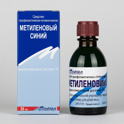 Methylene Blue Solution contains methylthioninium chloride (methylene blue), a blue-colored medicinal solution used for its antiseptic and bacteriostatic properties in topical applications and sometimes for medicinal rinses in urological contexts.