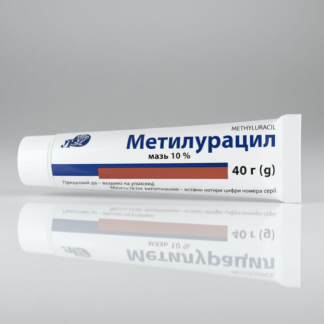 Methyluracil Ointment is a topical preparation formulated to&nbsp;support the body’s natural healing and tissue regeneration processes. It is commonly used to aid recovery of damaged skin and soft tissues by stimulating cell regeneration and supporting immune response at the site of application.

The ointment is based on a gentle vaseline and lanolin base, allowing easy application and prolonged contact with the skin.