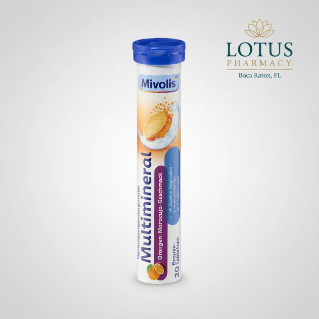 Mivolis Multimineral Effervescent Tablets are a convenient mineral supplement designed to provide the body with a combination of important minerals and trace elements.

The formula combines calcium, magnesium, potassium, zinc, copper, manganese, chromium, molybdenum, and selenium to support normal muscle function, bones, energy metabolism, electrolyte balance, and immune function.