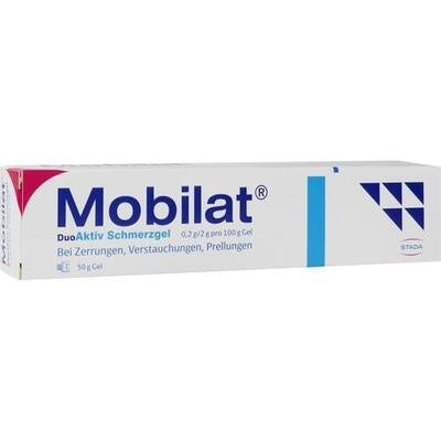 Mobilat pain relief gel tube on a white background
