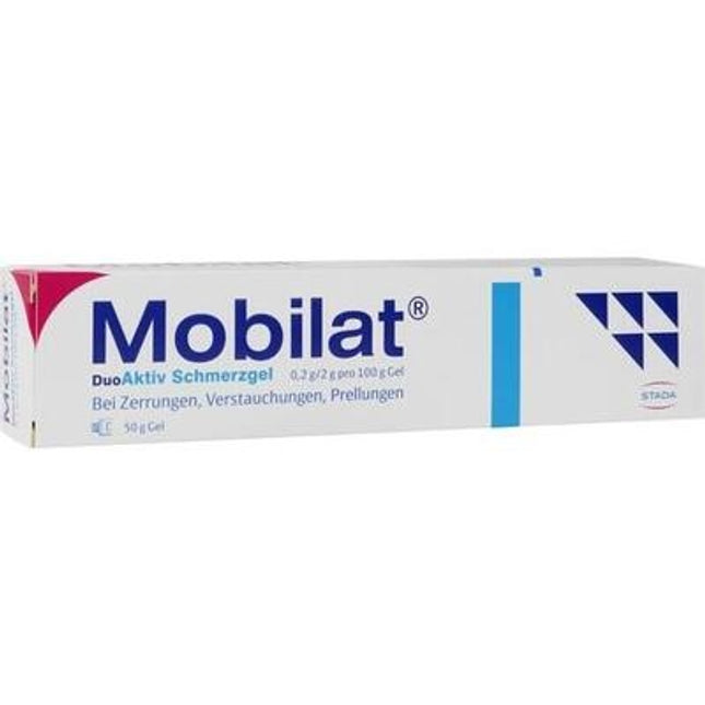 Mobilat pain relief gel tube on a white background