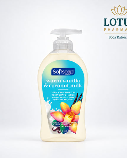 Softsoap Deeply Moisturizing Liquid Hand Soap in Warm Vanilla & Coconut Milk is a gentle cleansing hand soap designed to wash away dirt while helping hands feel soft and moisturized. Its creamy formula combines a warm vanilla fragrance with coconut milk notes for a comforting everyday hand-washing experience.

The convenient pump bottle is ideal for use in bathrooms, kitchens, offices, and other high-use hand-washing areas.
